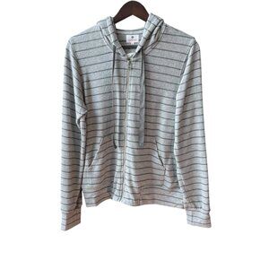 Sundry Style Zip Front Hoodie Striped Gray‎ Size 4 NWOT